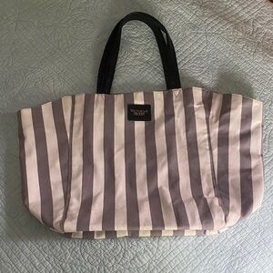 Victoria's Secret Striped Tote in White and Gray